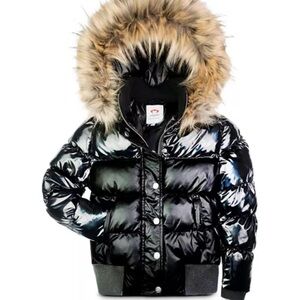 Appaman Black Puffer Jacket with Fur Hood Unisex Size 10